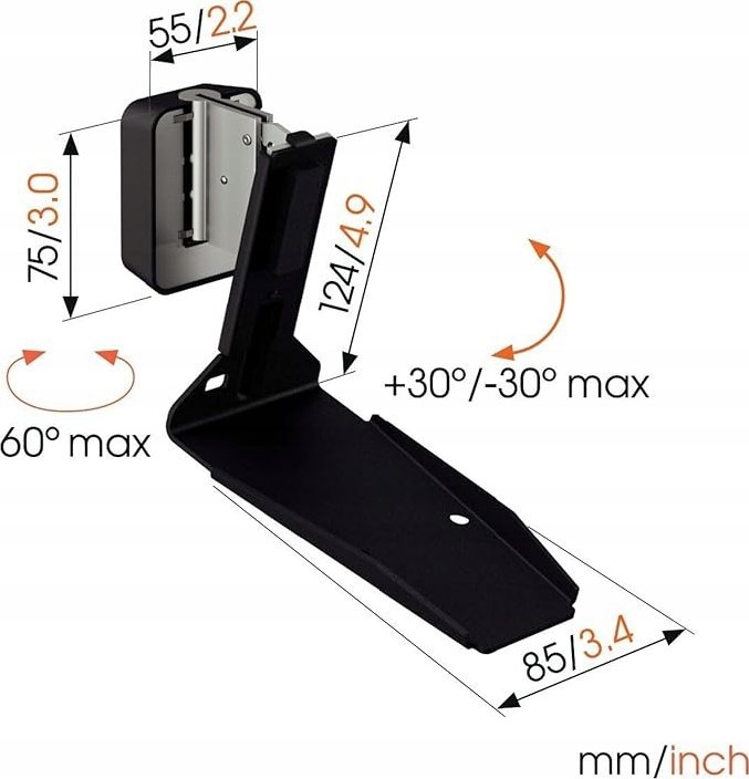 Mbajtëse murale për altoparlant Sonos Era 300 SWM 4131, rrotullim 60°, e zezë