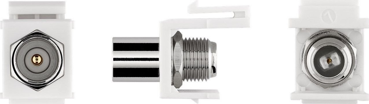 Adapter koaksial Goobay 79955, F konektor mashkull në femër, i sheshtë, i bardhë