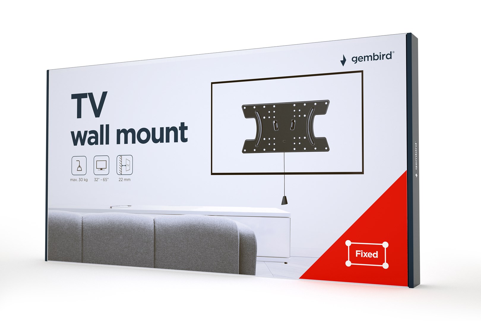 Mbajtëse muri për TV Gembird, 32-65", VESA 600x400, e zezë