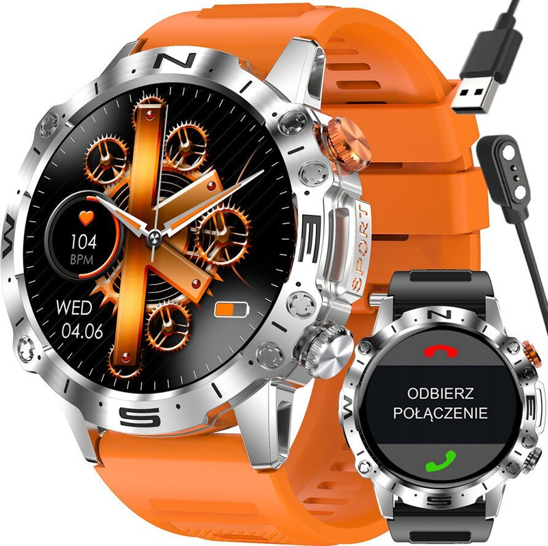 Smartwatch Mski Gravity GT20 4, ekran 1.43" AMOLED, thirrje Bluetooth, argjendtë