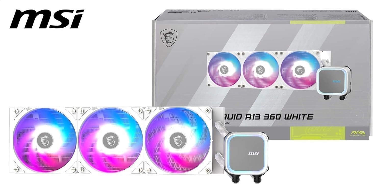 Ftohës uji për procesor MSI MAG Coreliquid A13 360, radiator 360 mm, 3x 12 cm, i bardhë