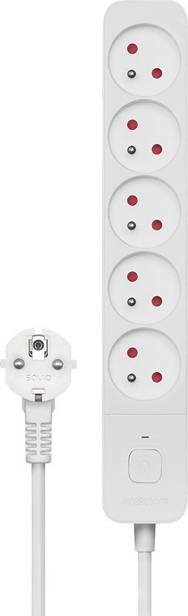 Shtekerlistë me mbrojtje nga mbingarkesa Savio SAVLZ-10, 5 dalje, kabllo 5 m, e bardhë