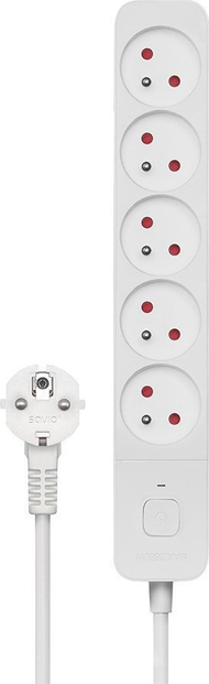 Shtekerlistë me mbrojtje nga mbingarkesa Savio SAVLZ-10, 5 dalje, kabllo 5 m, e bardhë