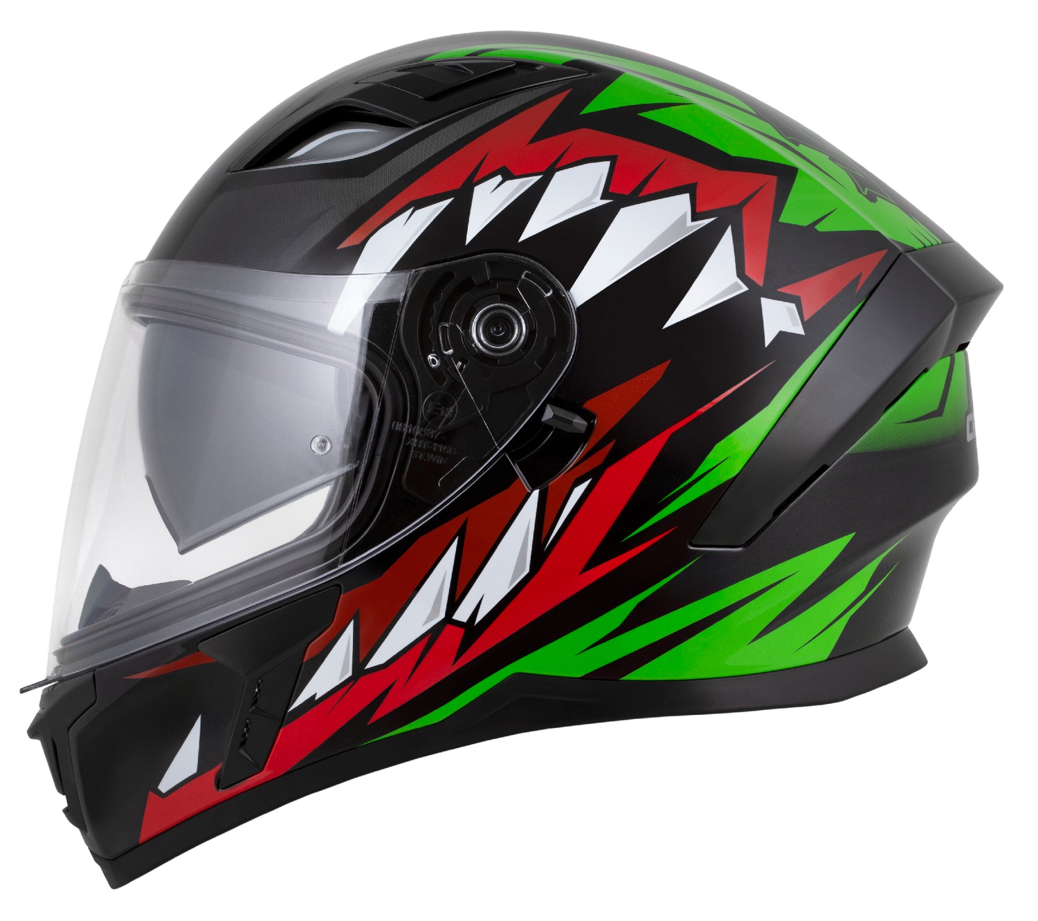 Helmetë integrale CASSIDA Orbit StriX 2026, vizor Pinlock, e kuqe jeshile gri bardhë zezë
