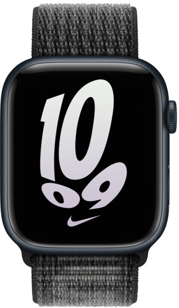 Apple Watch 45mm Nike Band, Black/Summit White Nike Sport Loop