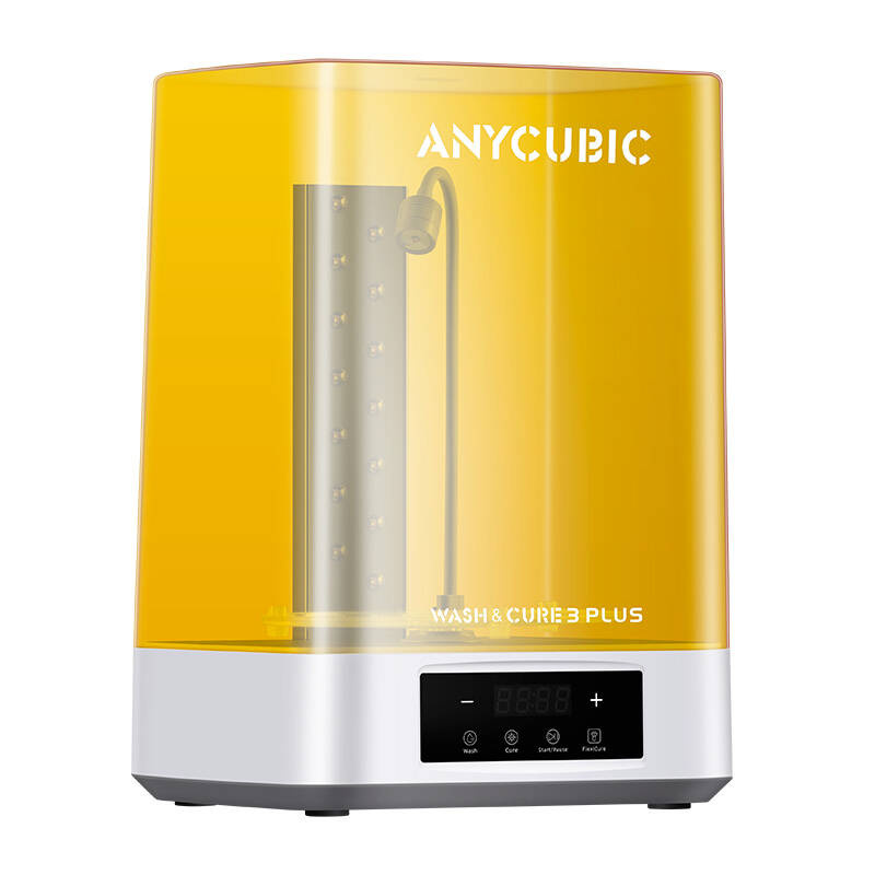 Pajisje larje dhe kurimi Anycubic Wash & Cure 3 Plus, për printer 3D me rrëshirë, panel digjital, e verdhë