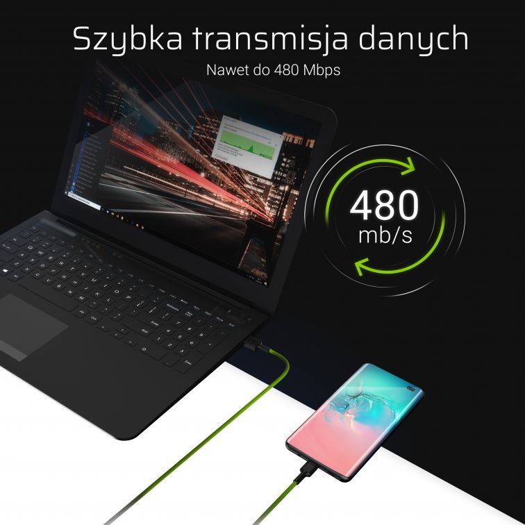 Kabllo USB Green Cell GC Ray, USB A në Lightning, 2 m, e zezë