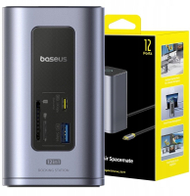 HUB USB C Baseus 12 në 1, HDMI 4K 60Hz, USB 3.2, gri