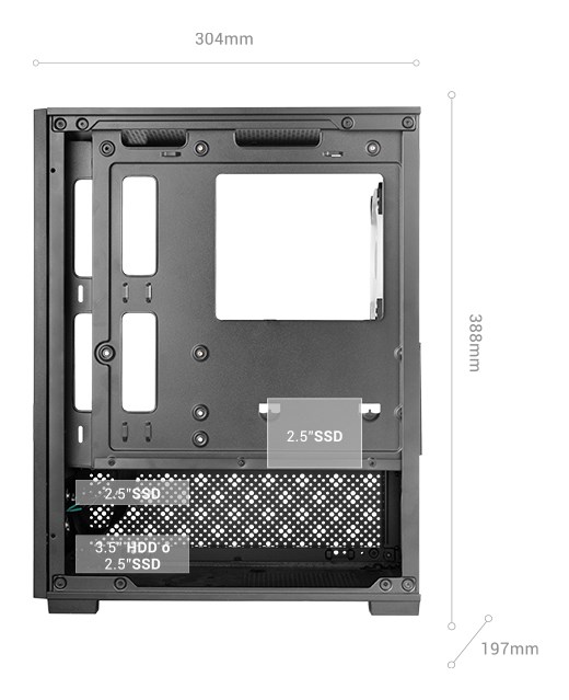 Kuti kompjuterike gaming Mars Gaming MC-SE2, MicroATX, xham i temperuar, FRGB, e zezë