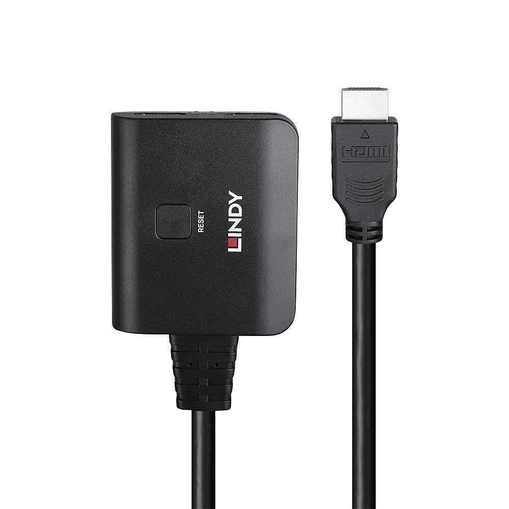 Ndarës HDMI Lindy 2 porta, 4K 60Hz, HDR, i zi