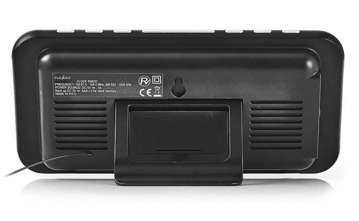 Радио будилник Nedis Digital, LED екран 1.8\", FM, 20 станици, snooze, црна