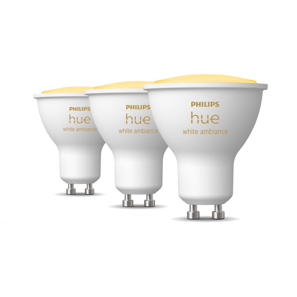 Spote të mençura Philips Hue White Ambiance GU10, set 3 copë, Bluetooth, të bardha