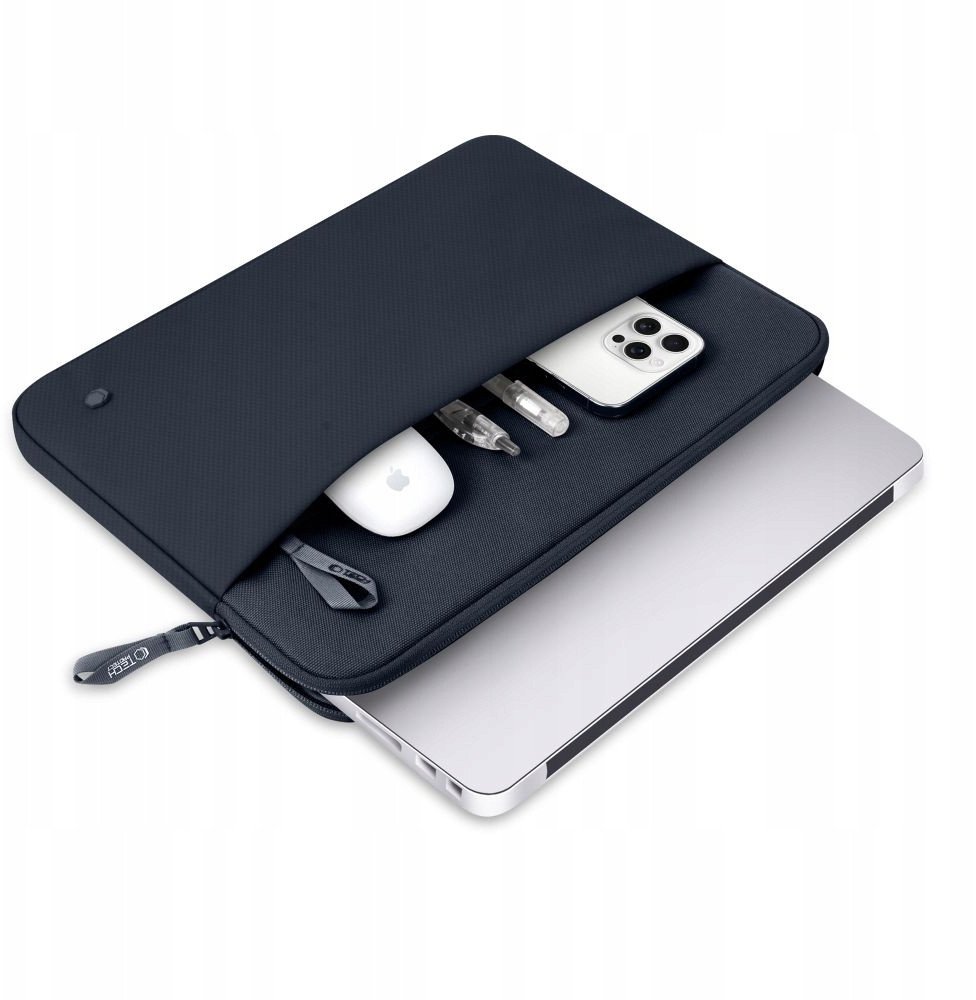 Çantë laptopi Tech-Protect Sleeve 13-14", tekstil, xhep i përparmë, blu