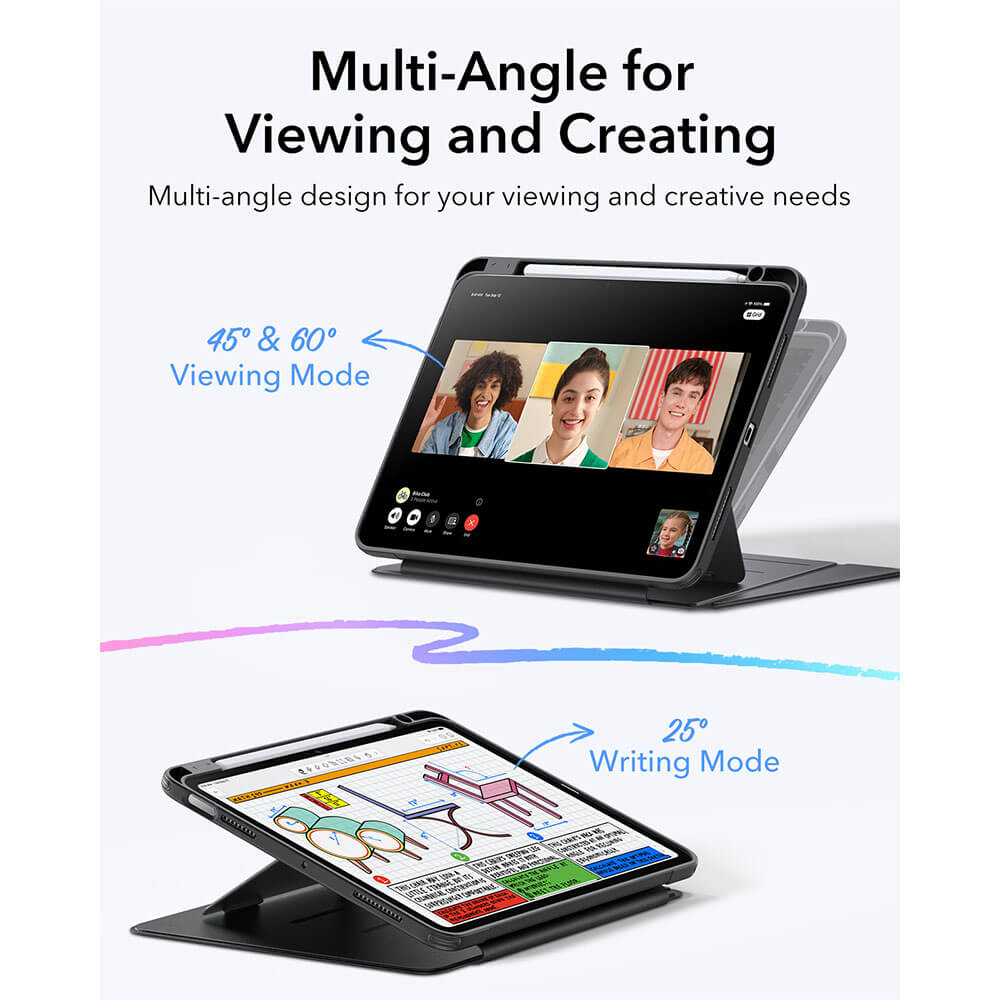 Mbrojtëse magnetike ESR Flip (Pencil Holder), për iPad Air 4/5/11 inch (2024/2025/2026), e zezë