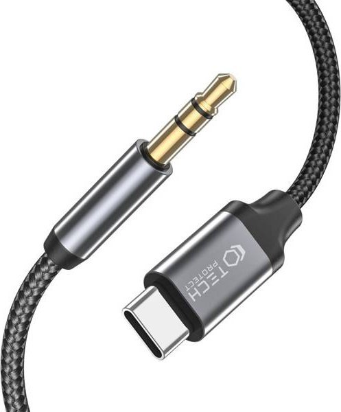 Kabllo audio Tech-Protect UltraBoost, USB-C në Jack 3.5 mm, 1 m, i zi