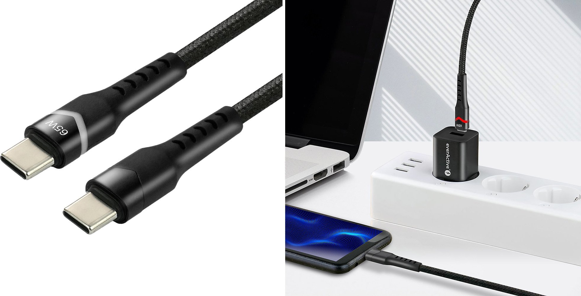 Kabllo USB Everactive CBB-2PDR, USB C PD, 60W, RGB, 2m