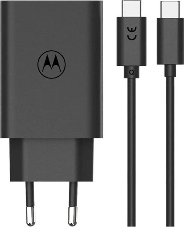 Ѕиден полнач Motorola TurboPower Duo, 50W, USB C и USB A, со кабел USB C, црн