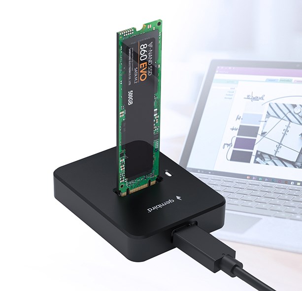 Stacion dokimi SSD Gembird ACC DOCK STATION USB C M.2 DD U3M2, për SATA dhe NVMe, i zi