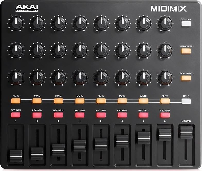 Kontrollues MIDI Akai MIDImix, sipërfaqe kontrolli, portabël, i zi