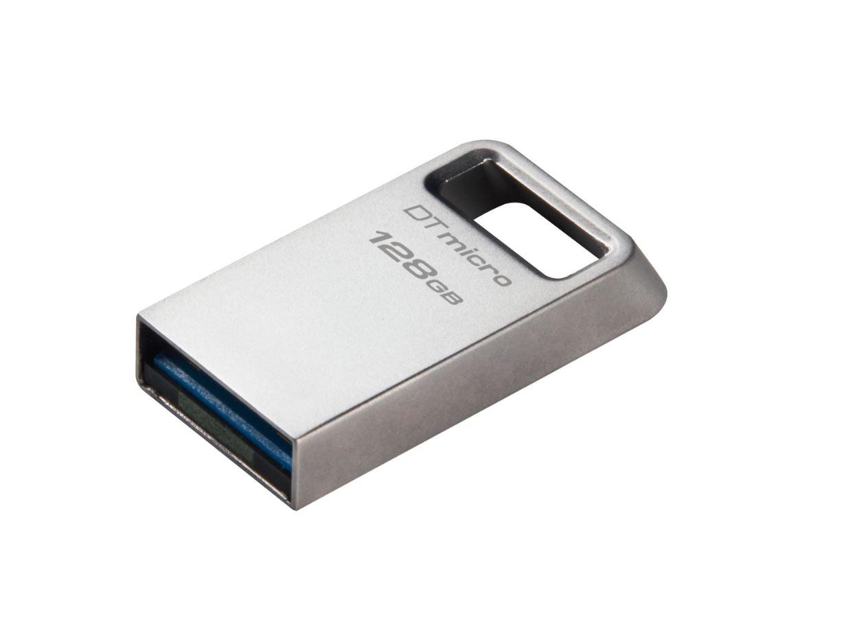USB flash Kingston DataTraveler Micro, 128GB, USB 3.2 Gen 1, metalik argjendtë