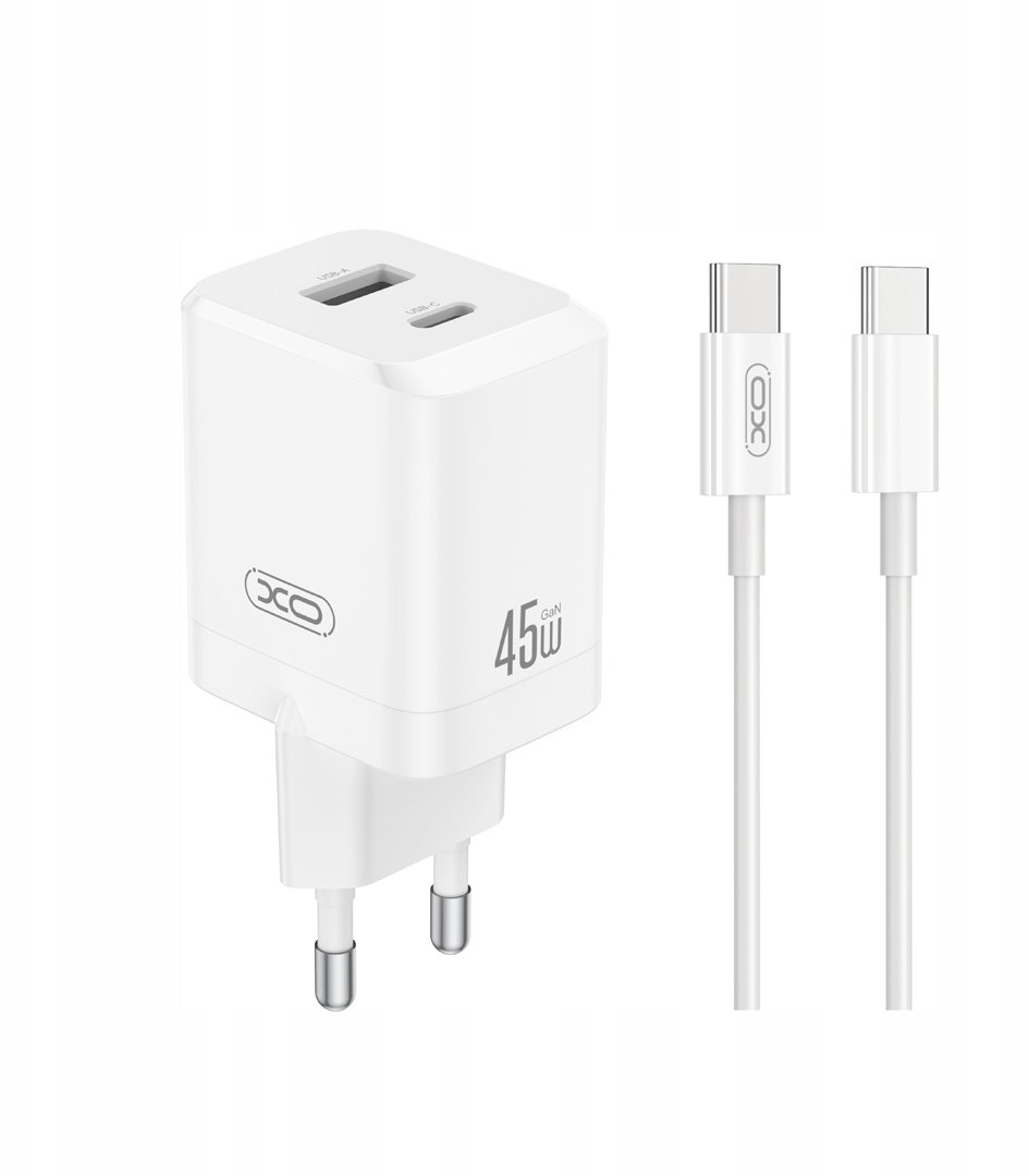 Karikues muri XO CE36 PD, 45W, USB C dhe USB A, me kabllo USB C, i bardhë