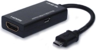 Adapter USB Savio CL-32 microUSB në HDMI, MHL, me karikim, i zi