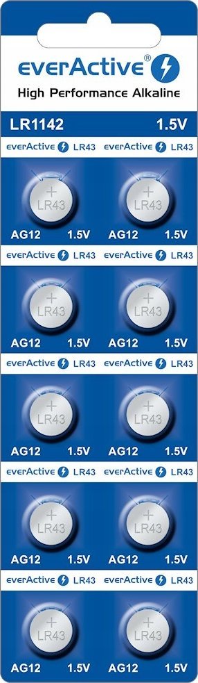 Bateri alkaline everActive AG12 LR43, 1.5V, set 20 copë