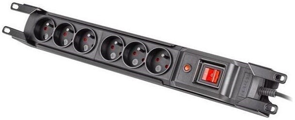 Kabllo vazhduese Armac Multi M6, 6x priza, IEC, çelës, raft 19 ", 3 m, e zezë