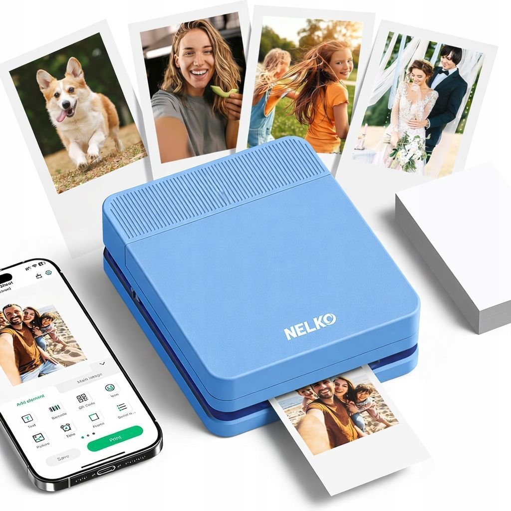 Printer fotografik portativ NELKO PP03, Bluetooth, 600 dpi, me ngjyra, i bardhë