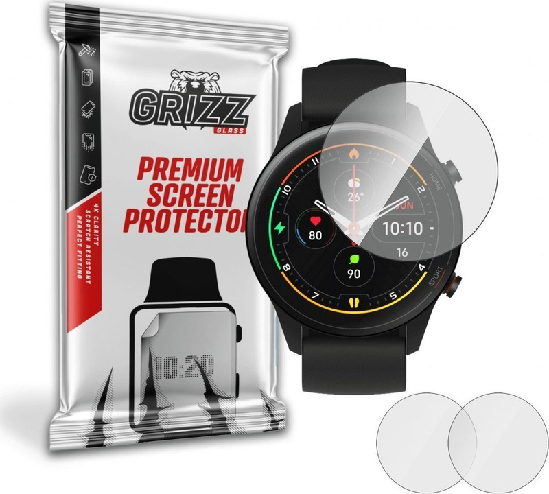 Mbrojtës ekrani GrizzGlass për Xiaomi Mi Watch, xham hibrid, 2 copë, transparent