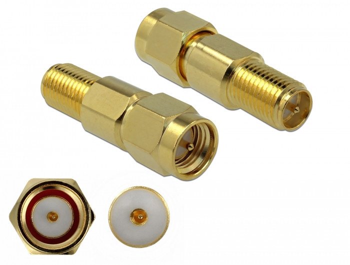 Lidhës koaksial DeLOCK 89991 SMA, 50 Ohm, 1 copë, ngjyrë ari