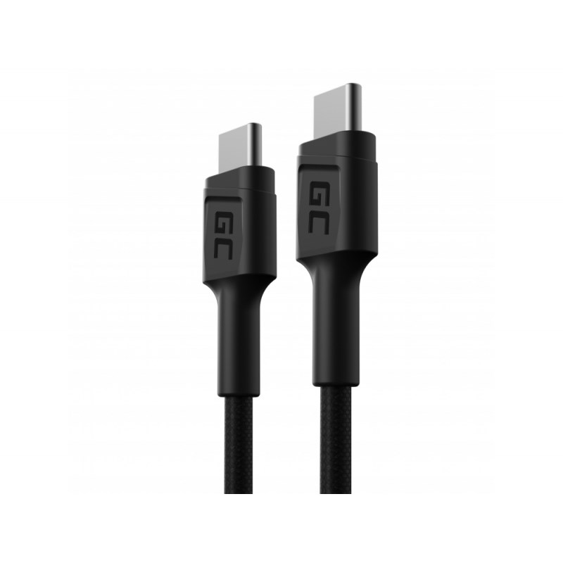 Kabllo USB Green Cell KABGC31, USB-C në USB-C, 30cm, e zezë