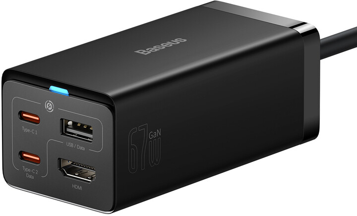 Karikues Baseus GaN5 Pro, 2xUSB-C, USB-A, HDMI, 67W, i zi + kabllo 1.5m
