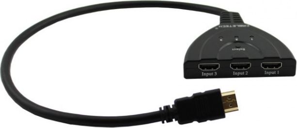 Ndërprerës HDMI Cabletech Splitter, 3 porte, Full HD 1080p, i zi