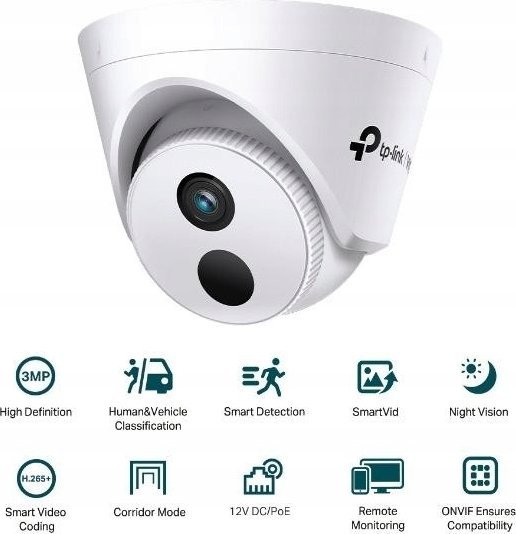 Kamerë sigurie TP-Link VIGI, 3MP Full Colour, lente 4mm, e bardhë