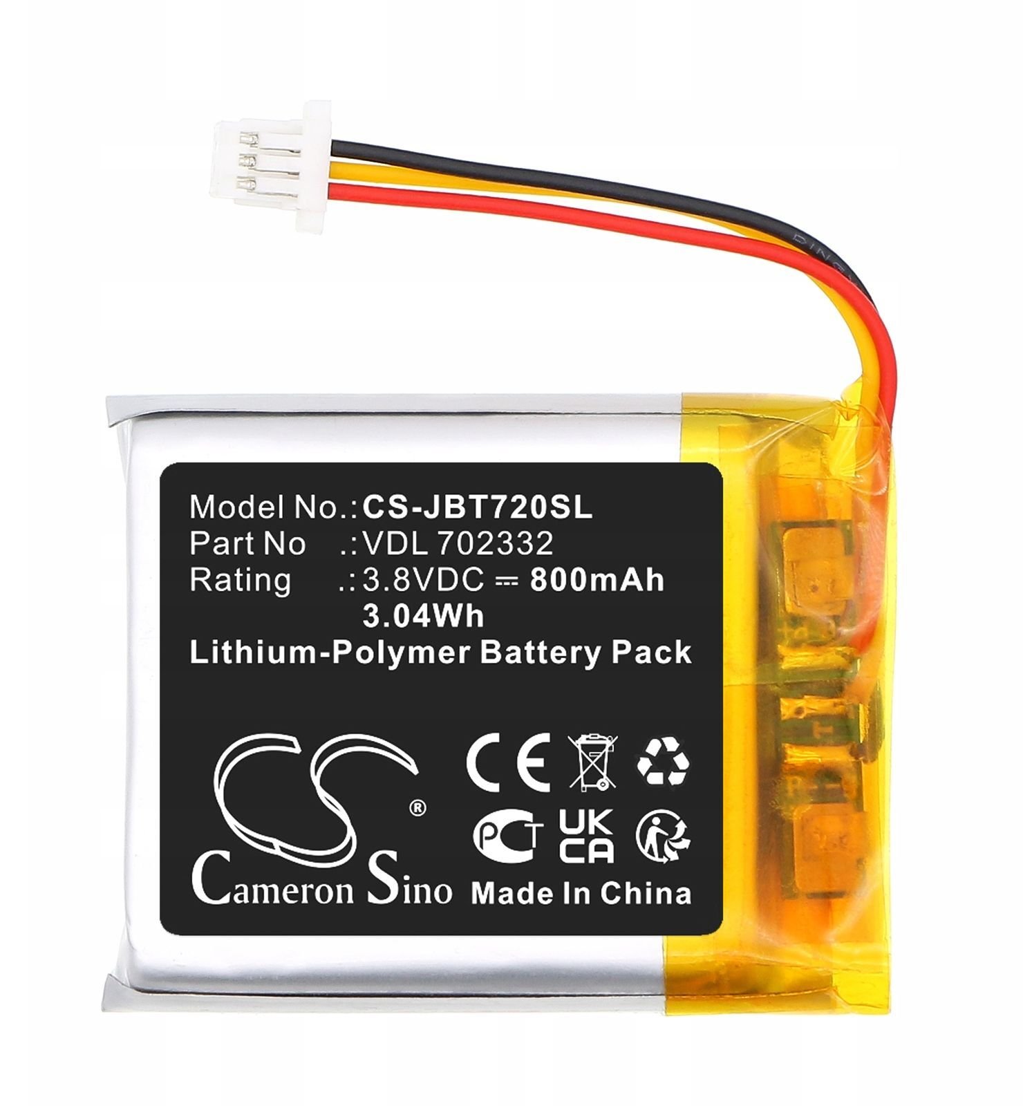 Bateri zëvendësuese JBL Tune 720 BT VDL 702332, 3.8V, 800mAh