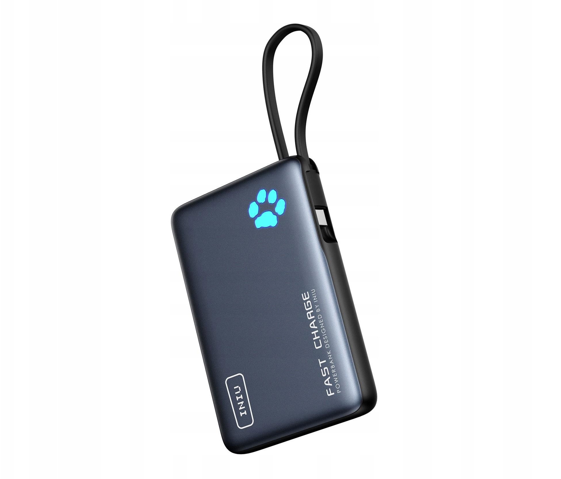 Power bank INIU, 10000mAh, PD 20W, kabllo USB C e integruar, i zi