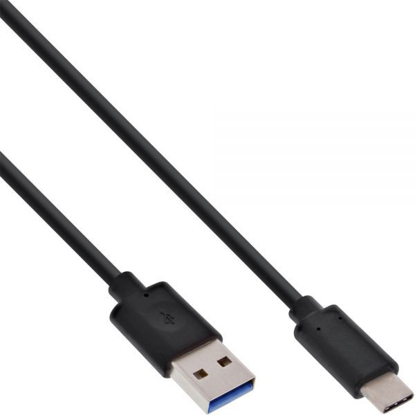 Kabllo InLine USB-A - USB-C, 0.5 m, e zezë