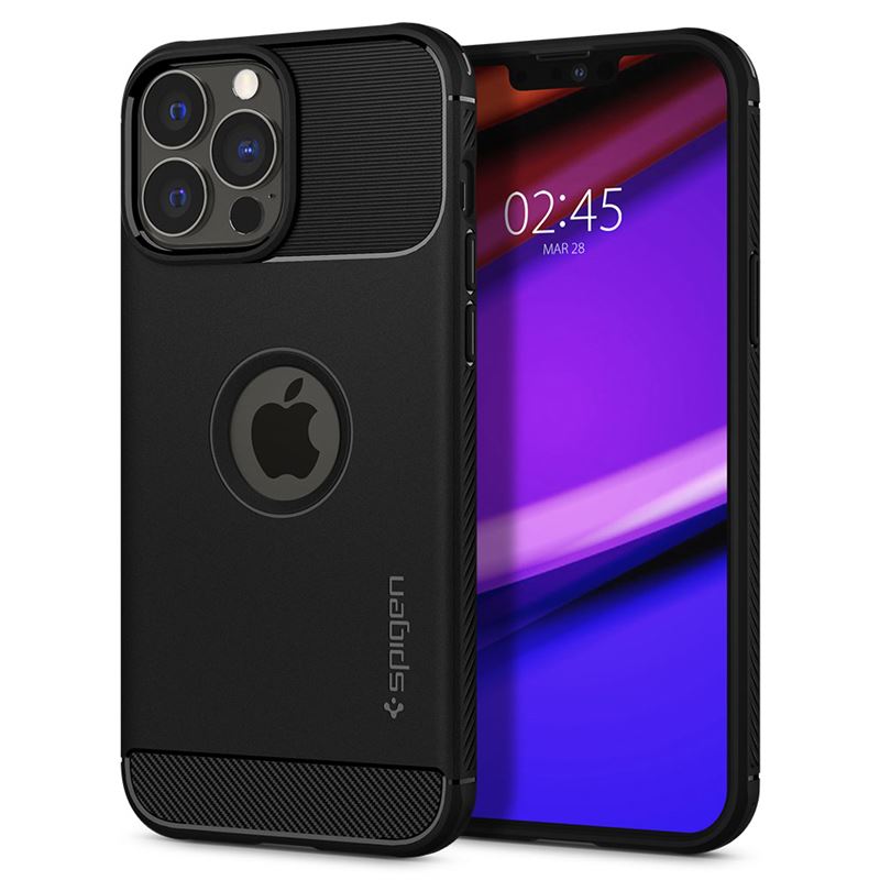 Mbështjellëse për iPhone 13 Pro Max Spigen Rugged Armor, e zezë