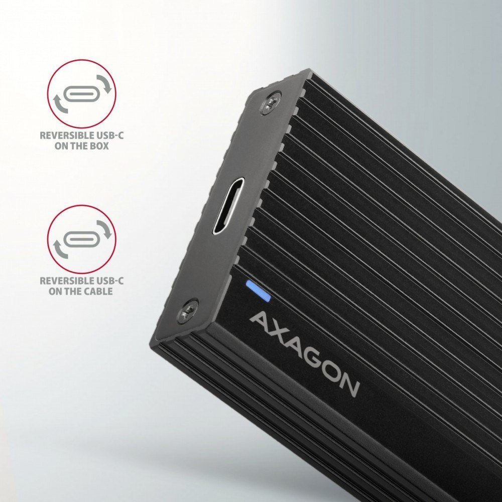 Kuti e jashtme AXAGON EEM2-GTR, për SSD NVMe M.2, USB 3.2 Gen 2, alumini, gri