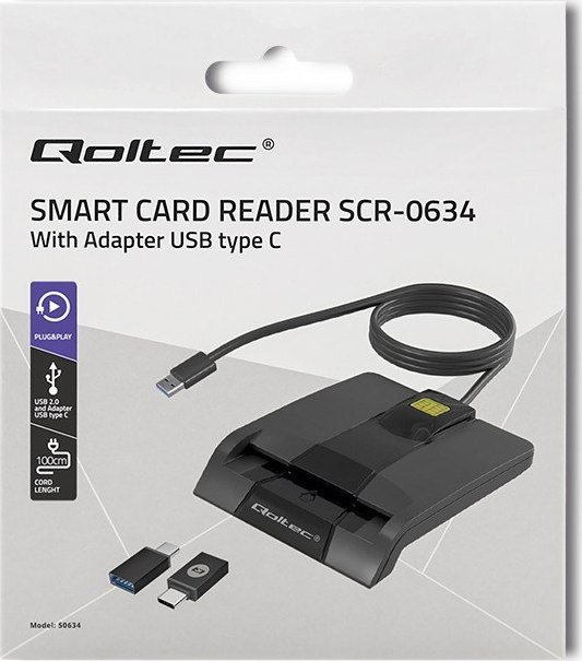 Lexues kartelash Qoltec SCR-0634, USB Type C dhe USB, i zi