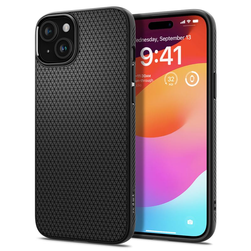 Mbrojtëse për celular iPhone 15 Plus Spigen Liquid Air, e zezë mat