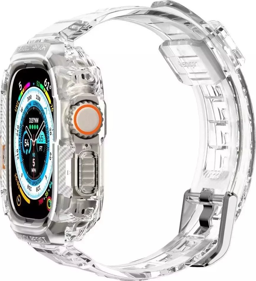 Rrip ore inteligjente Spigen Rugged Armor Pro për Apple Watch Ultra 49mm, TPU, Crystal Clear, transparent 2