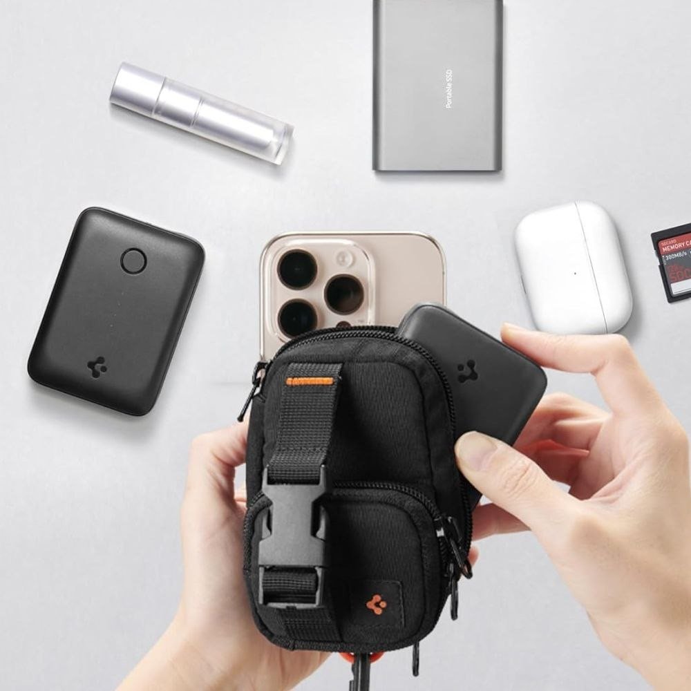 Çantë organizuese Spigen SnapZip Portable Organizer, me MagSafe, e zezë