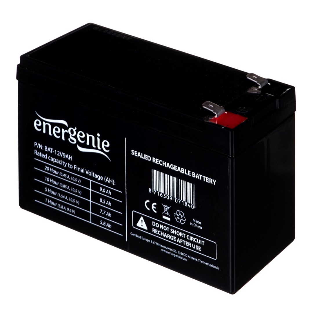 Bateri UPS Gembird BAT-12V9AH, 12V, 9Ah, e zezë