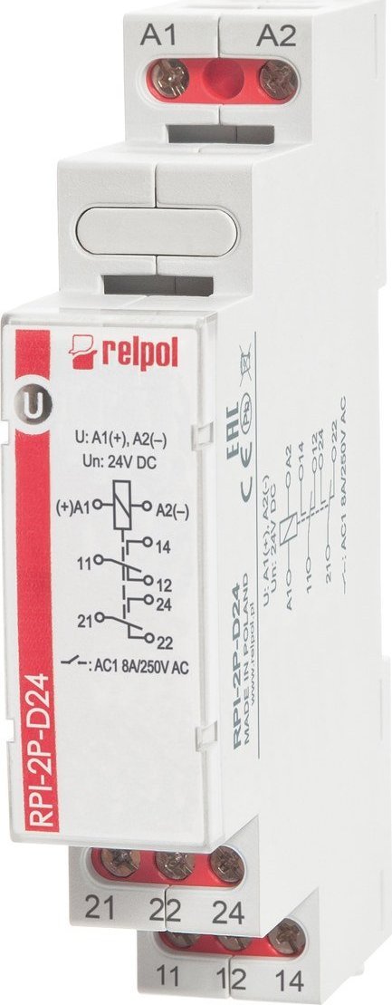 Rele elektromagnetike Relpol RPI-3P-UNI, 3P 8A, 12-240V AC/DC