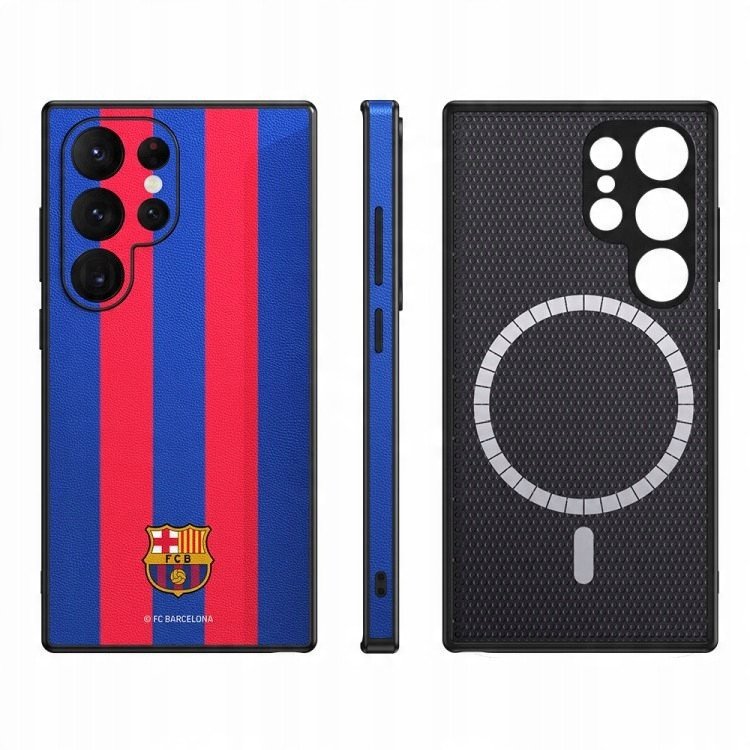 Futrollë FC Barcelona për Samsung Galaxy S24 Ultra, magnetike MagSafe, blu e kuqe
