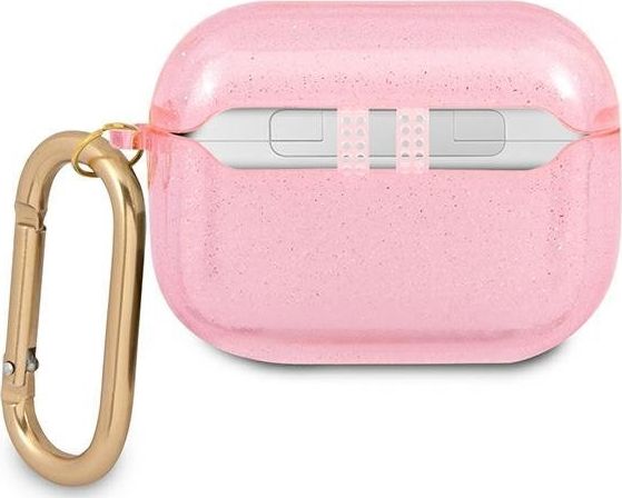 Mbrojtëse Guess GUAPUCG4GP për AirPods Pro, Glitter Collection, TPU, rozë