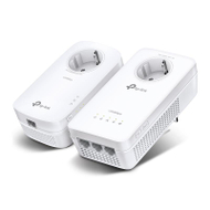 Powerline adapter TP-Link TL-WPA8631P KIT, Wi-Fi AC1350, prizë e integruar, i bardhë