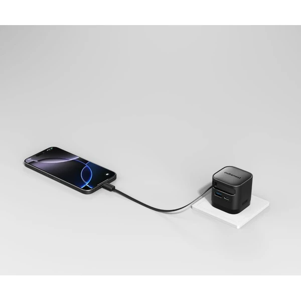 Полнач Cubenest S3D2 PD GaN, 65W, со USB C кабел, црн
